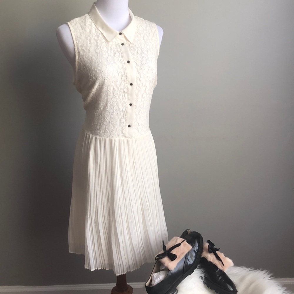 Maison Jules floral lace and pleated dress